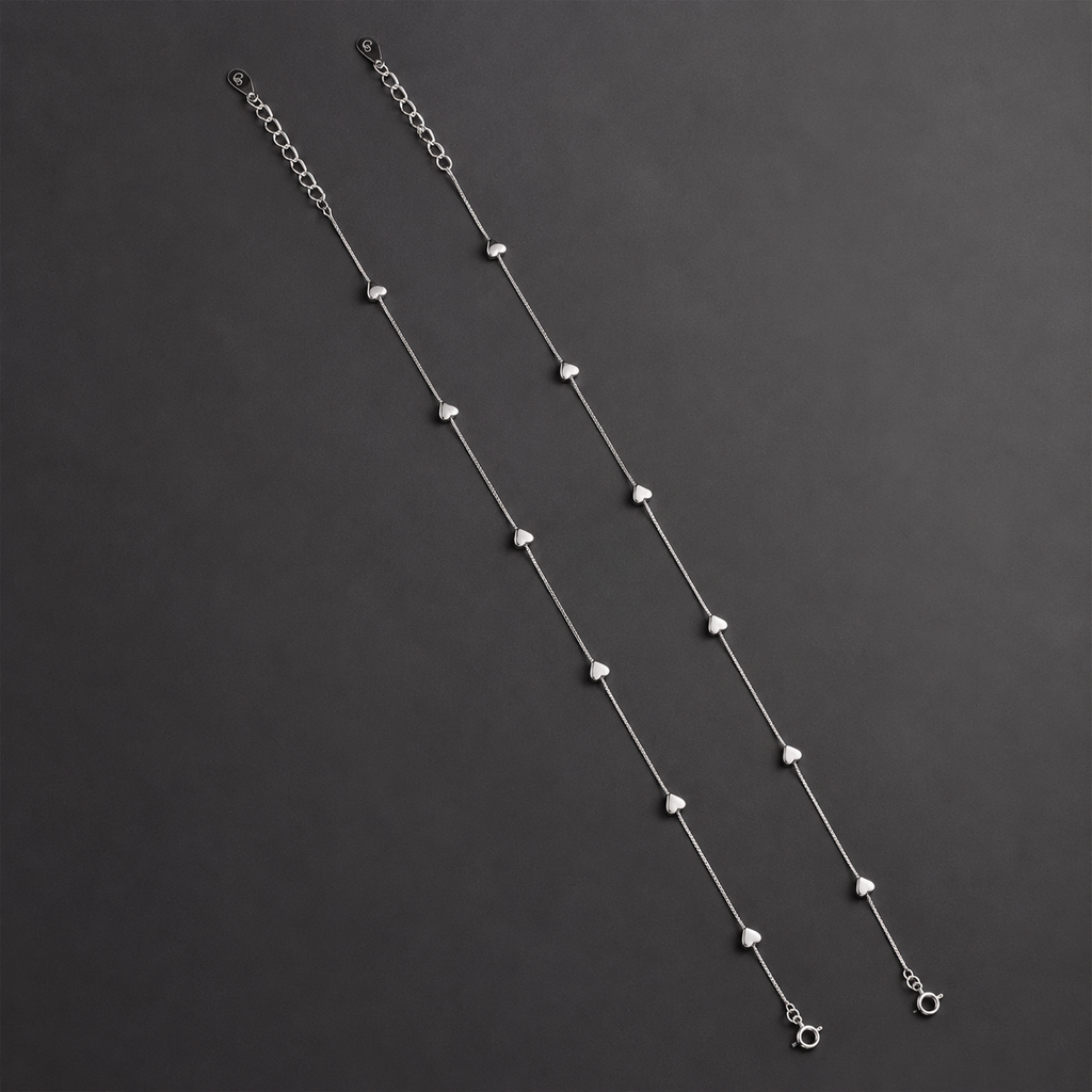 mahārha Silver Heart Trail Anklet