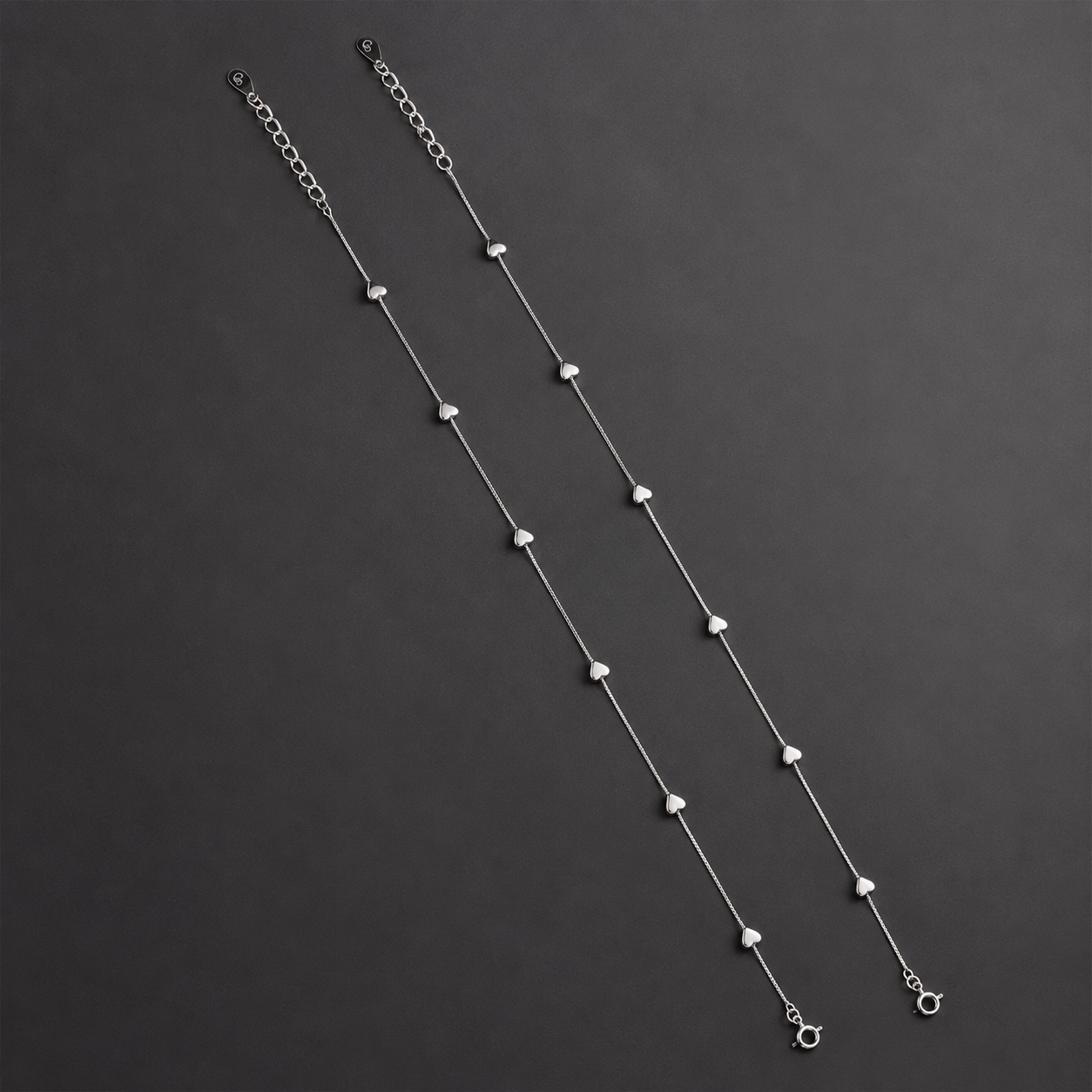 mahārha Silver Heart Trail Anklet