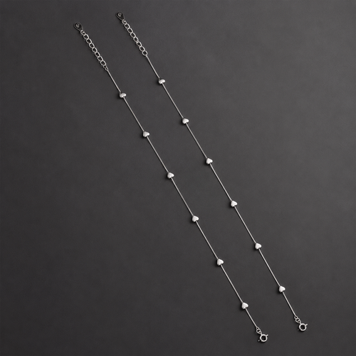 Silver Heart Trail Anklet