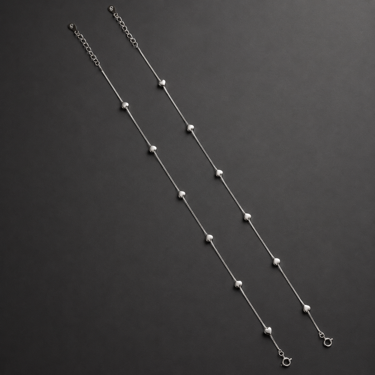 Silver Heart Trail Anklet
