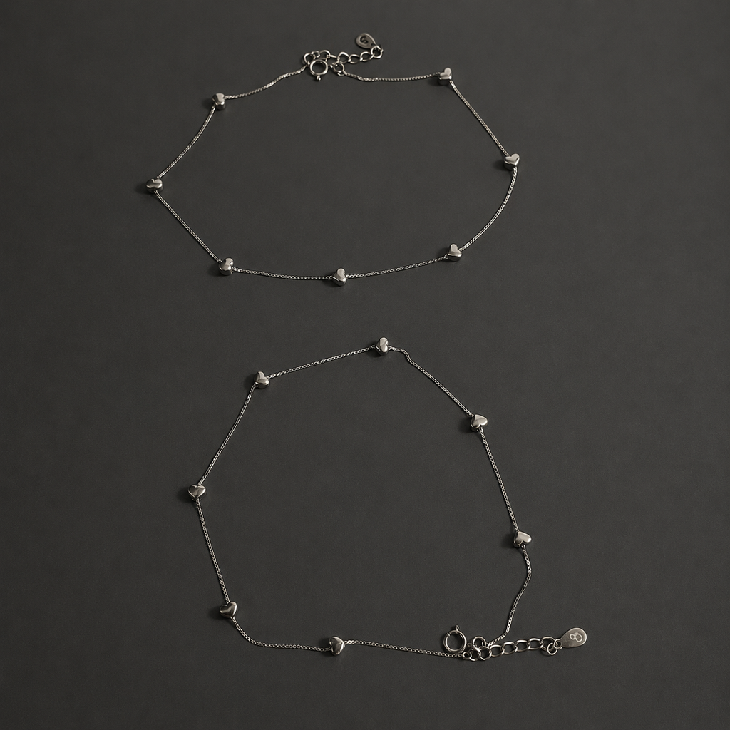 Silver Heart Trail Anklet