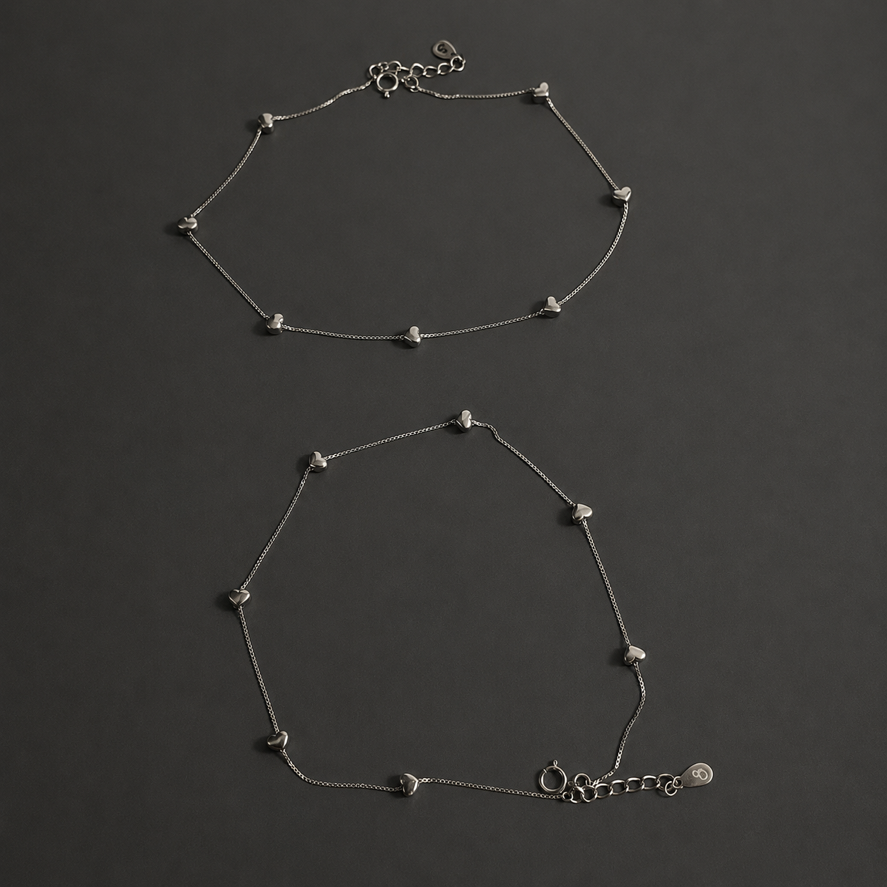 Silver Heart Trail Anklet