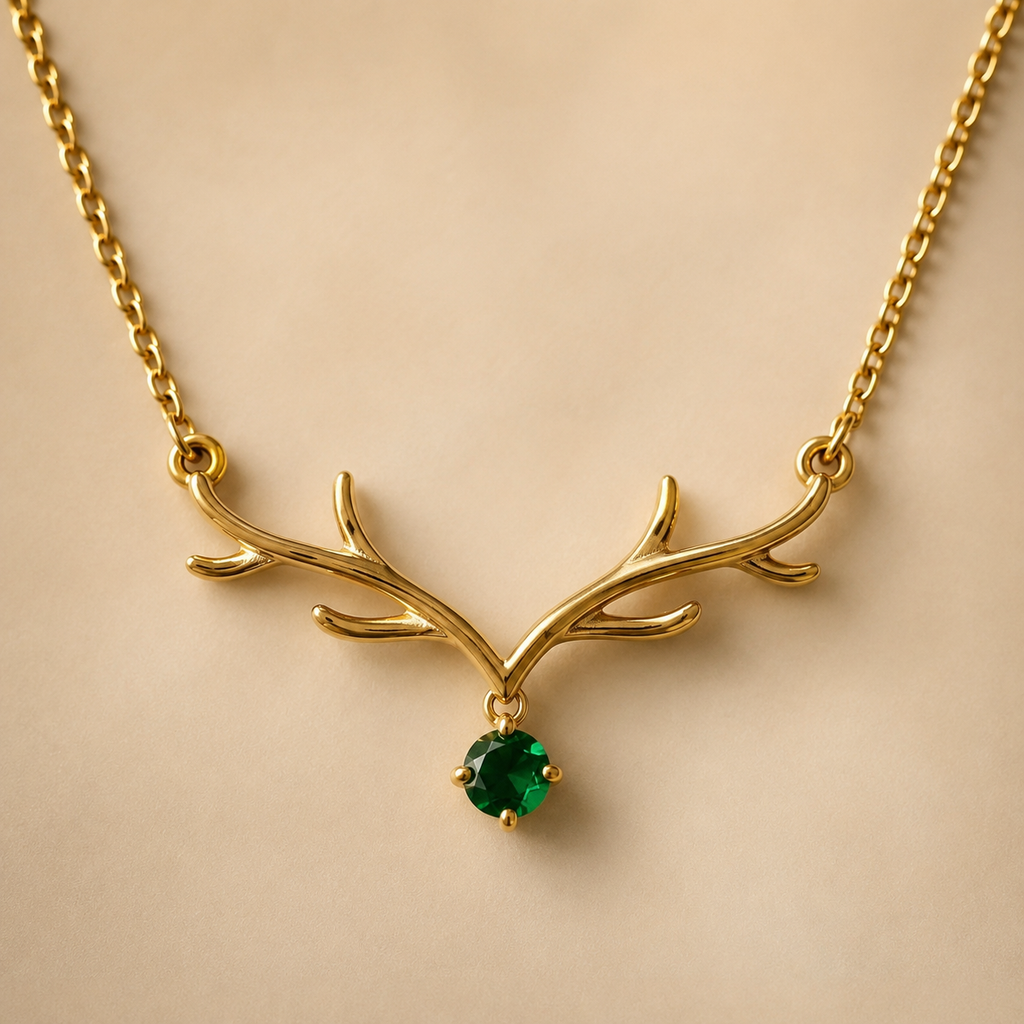 Emerald Antler Necklace