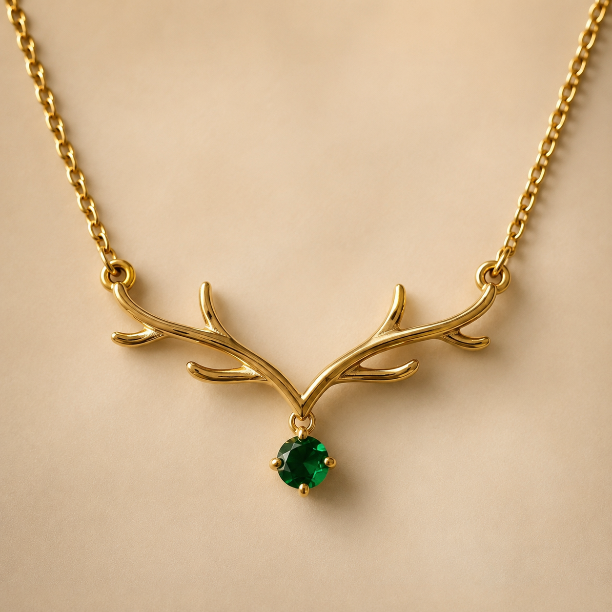 Emerald Antler Necklace