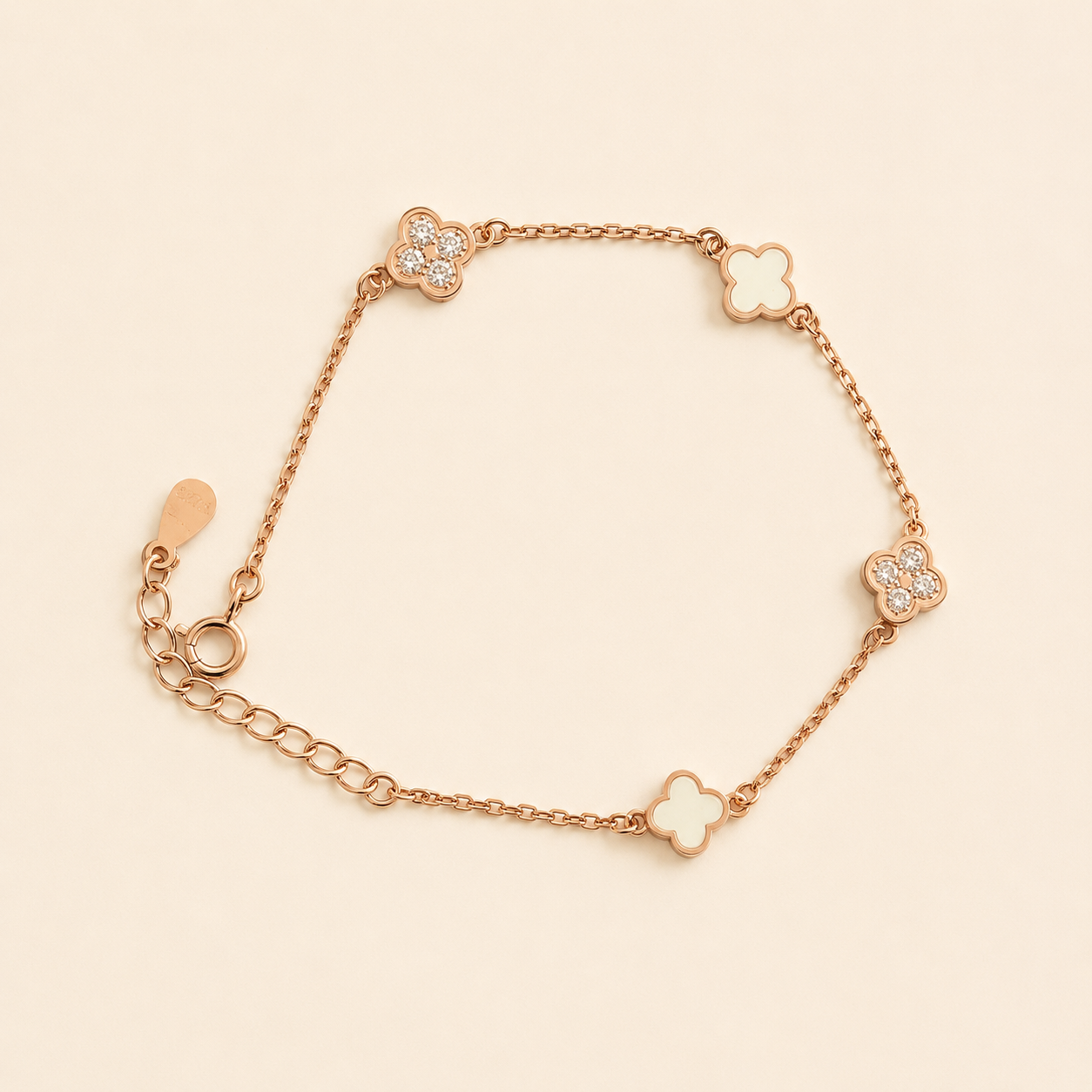 mahArha Rosé Clover Charm Bracelet