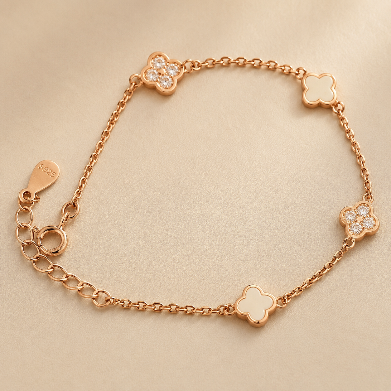 Rosé Clover Charm Bracelet