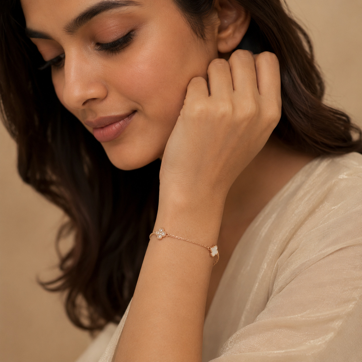 Rosé Clover Charm Bracelet