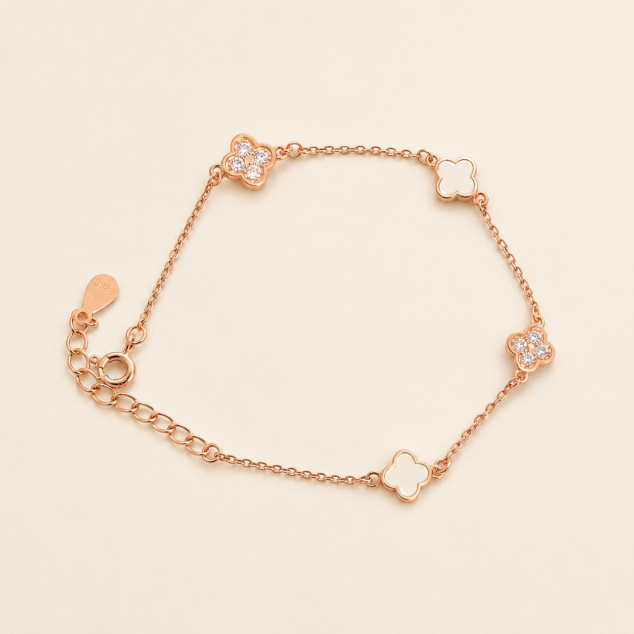 Rosé Clover Charm Bracelet