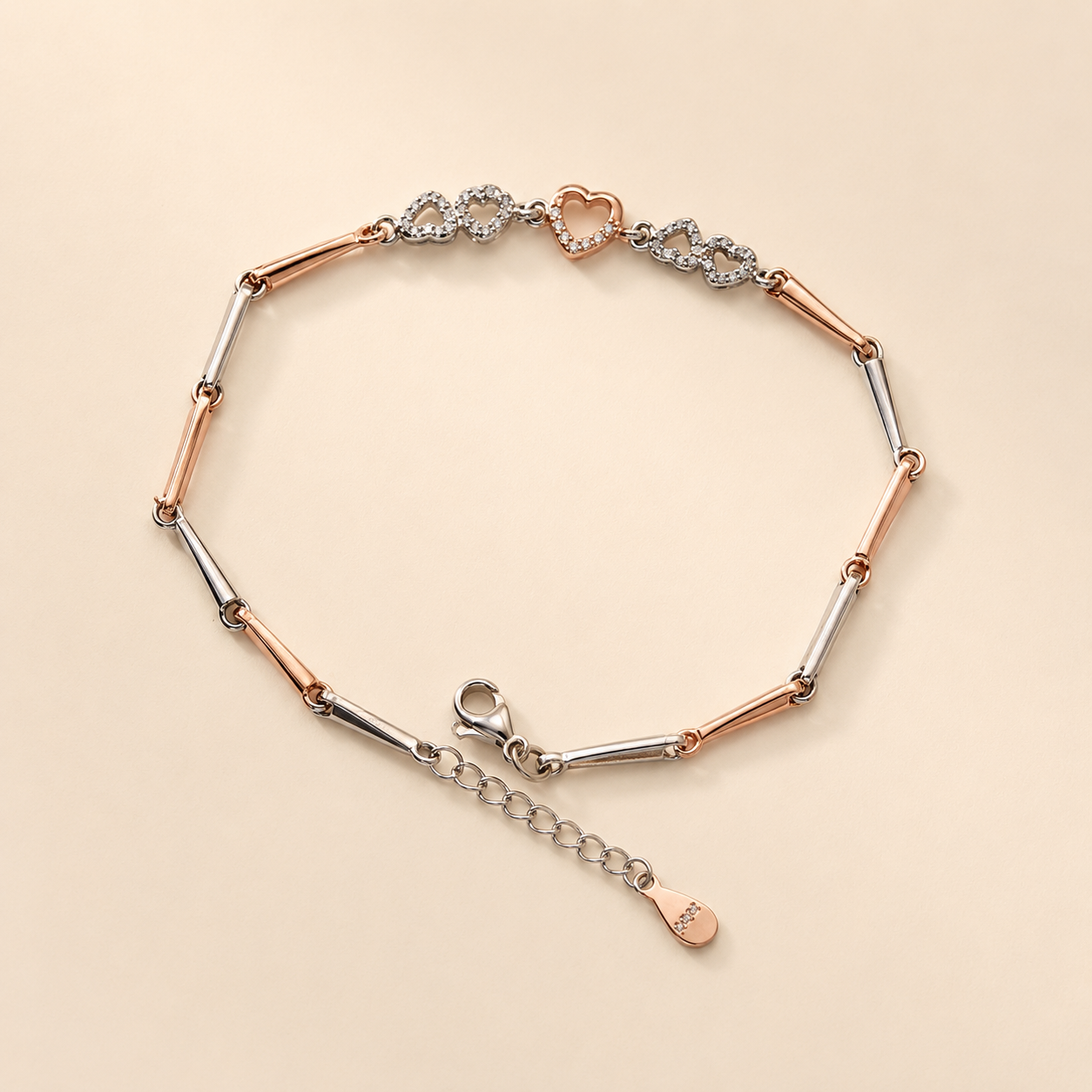 mahArha Rosé Heart Link Bracelet