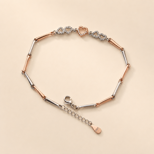 Rosé Heart Link Bracelet