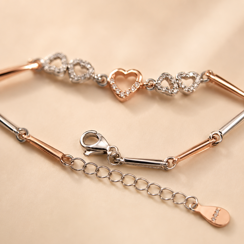Rosé Heart Link Bracelet