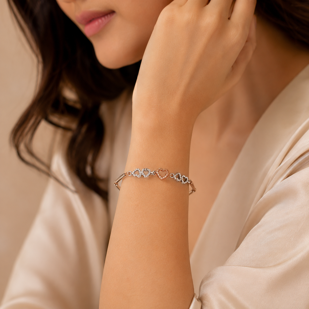 Rosé Heart Link Bracelet