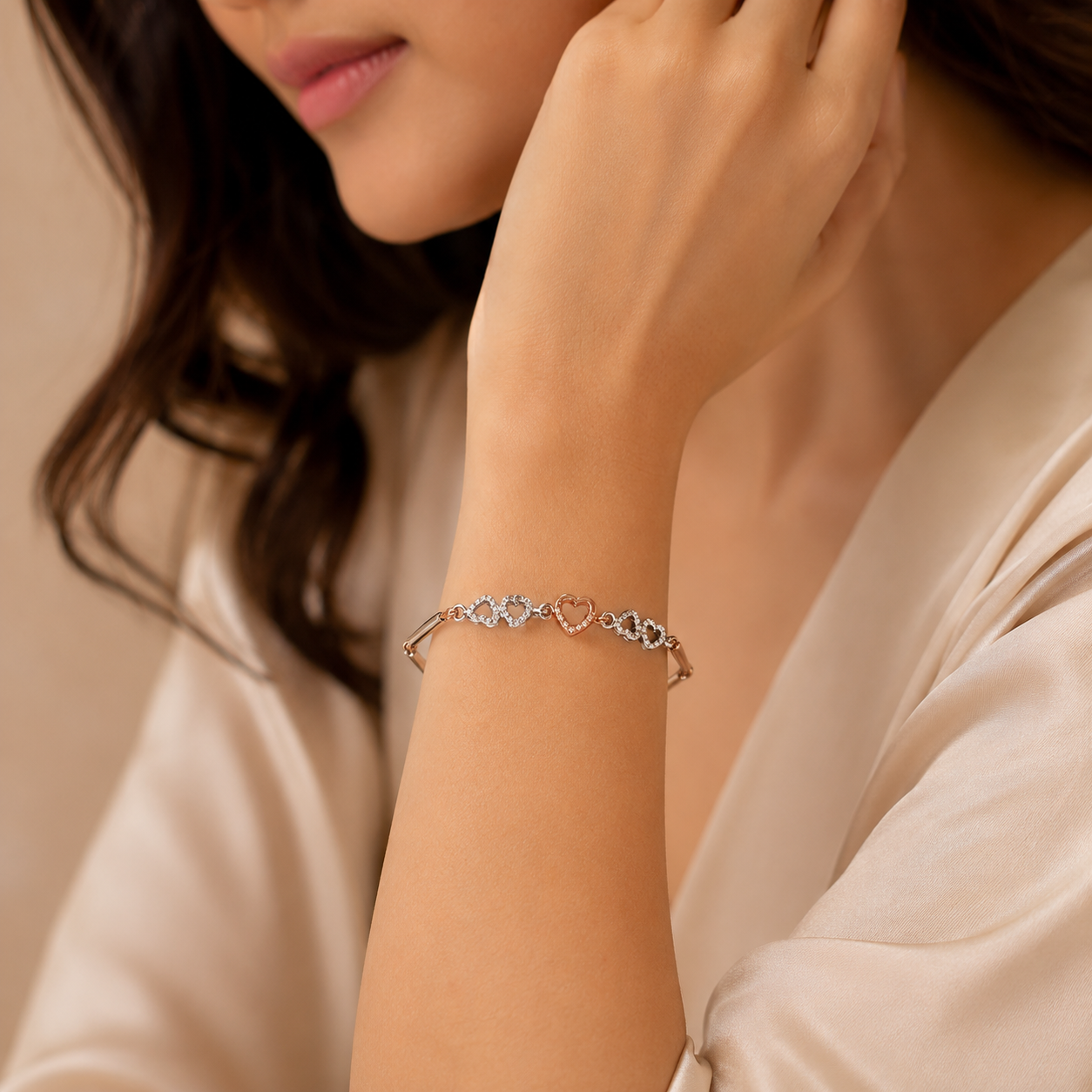 Rosé Heart Link Bracelet