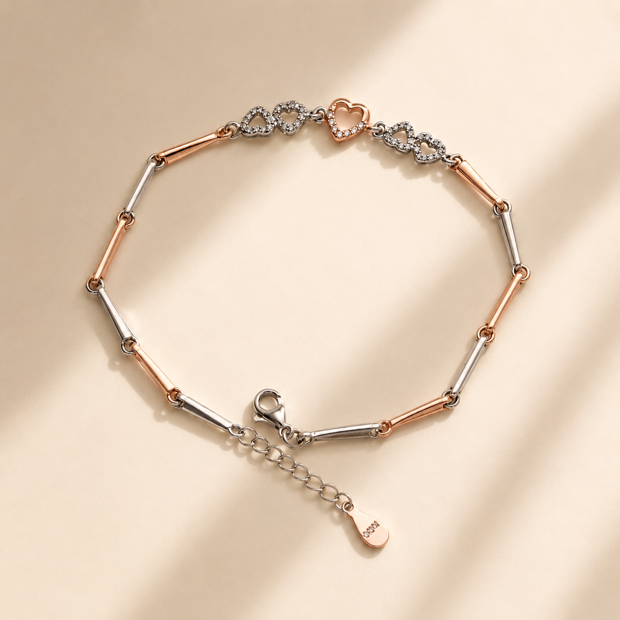 Rosé Heart Link Bracelet