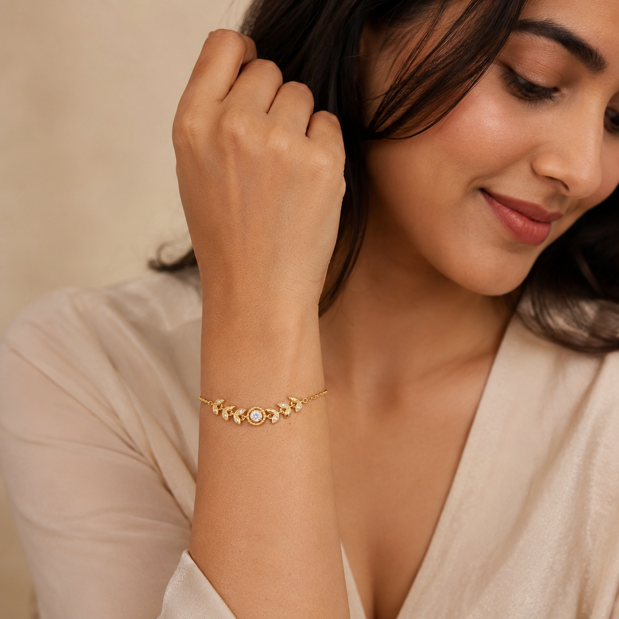 Gilded Leaf Halo Bracelet