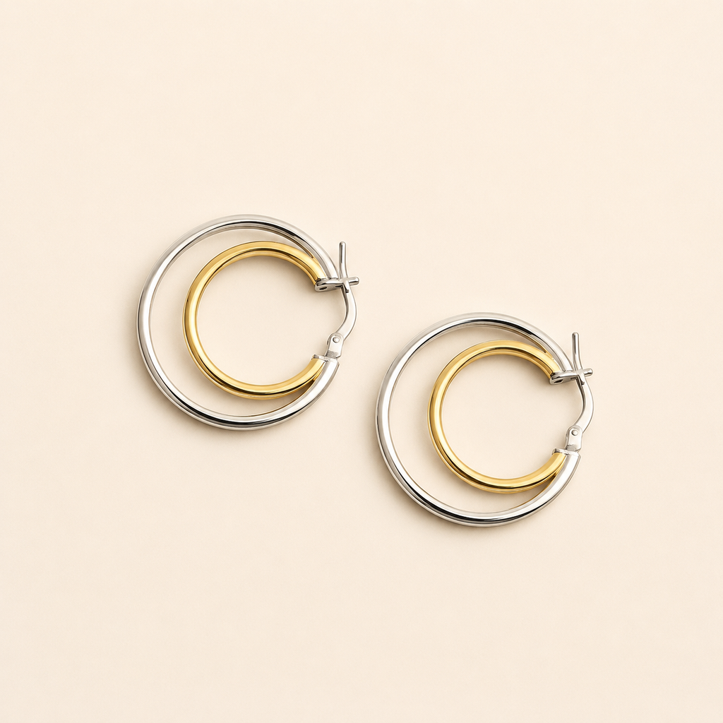 mahArha Twin Halo Hoop Earring