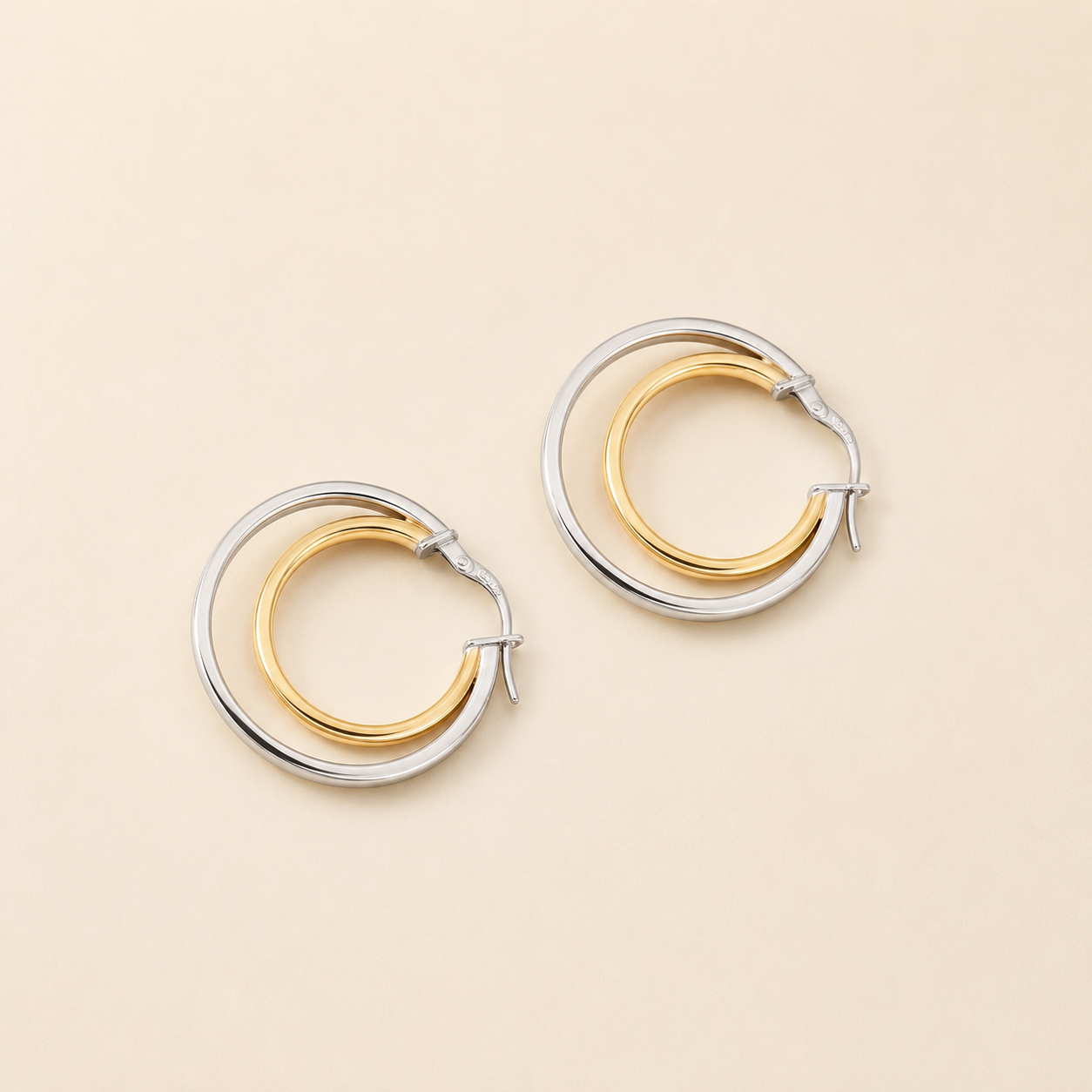 Twin Halo Hoop Earring