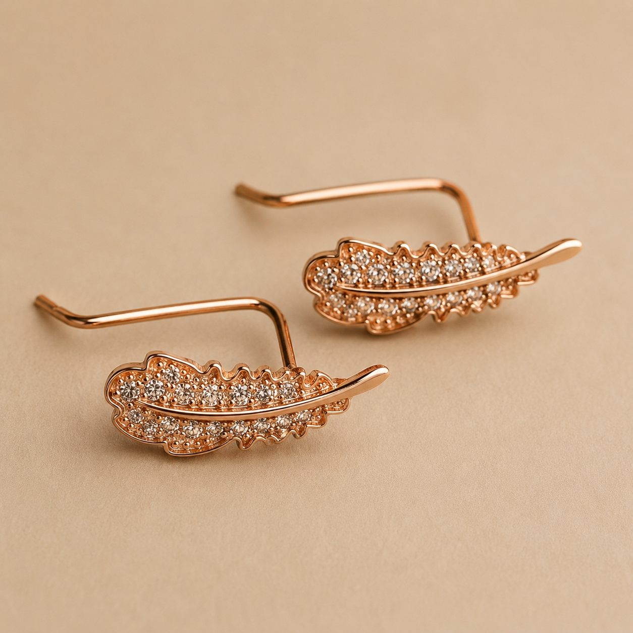 Rosé Feather Spark Earring