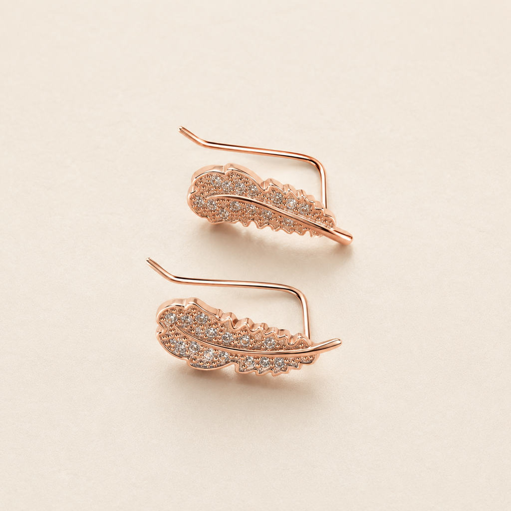 Rosé Feather Spark Earring