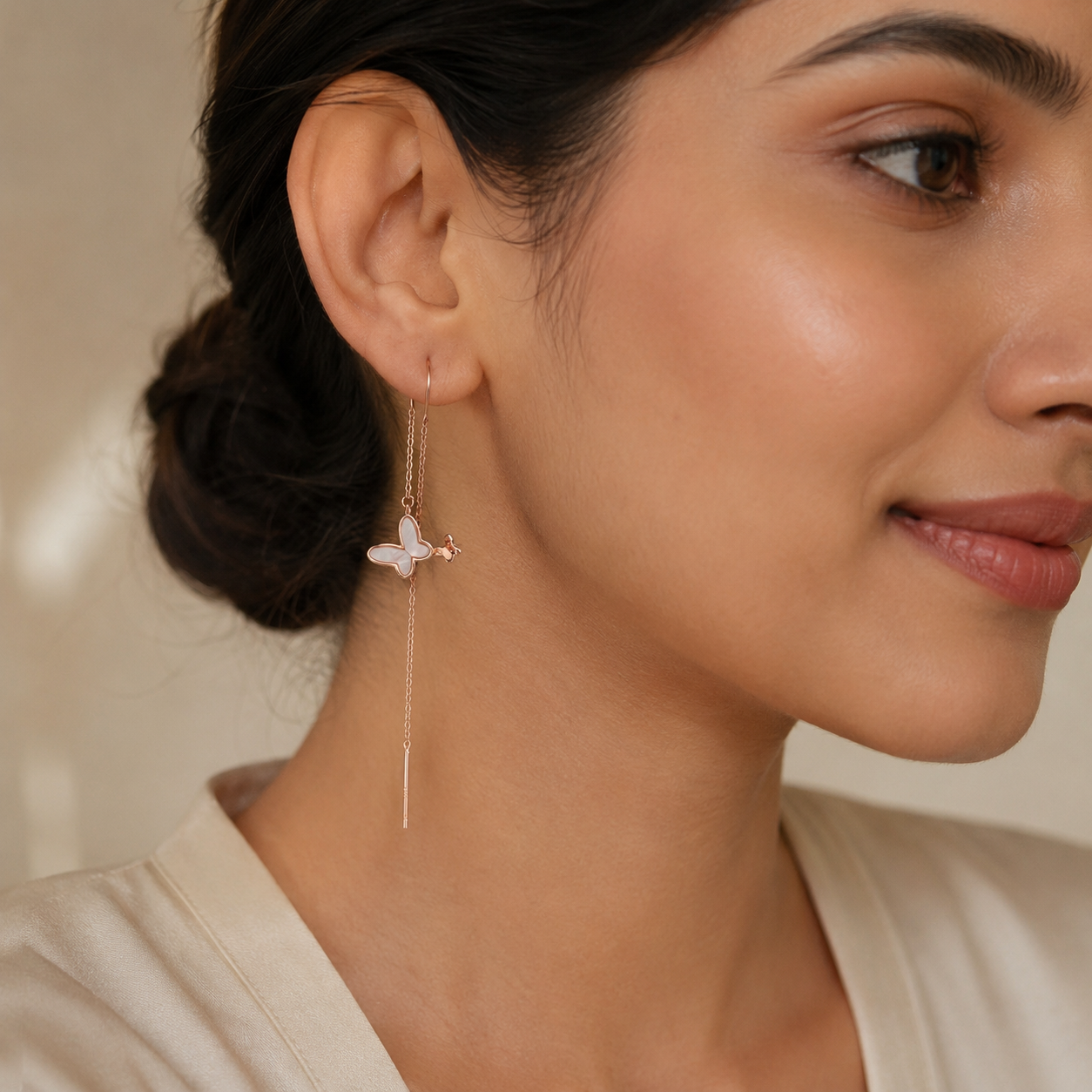 Rosé Flutter Threader Earring