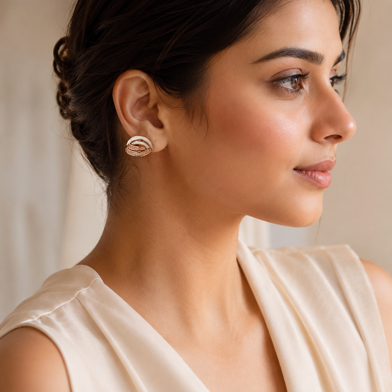 Rosé Ivory Leaf Earring