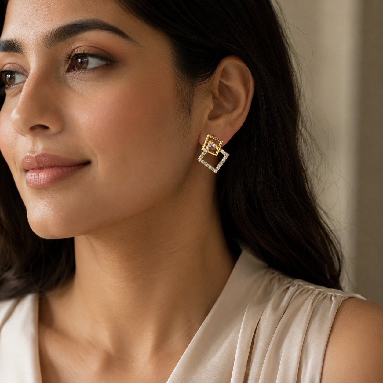 Square Glow Drop Earring