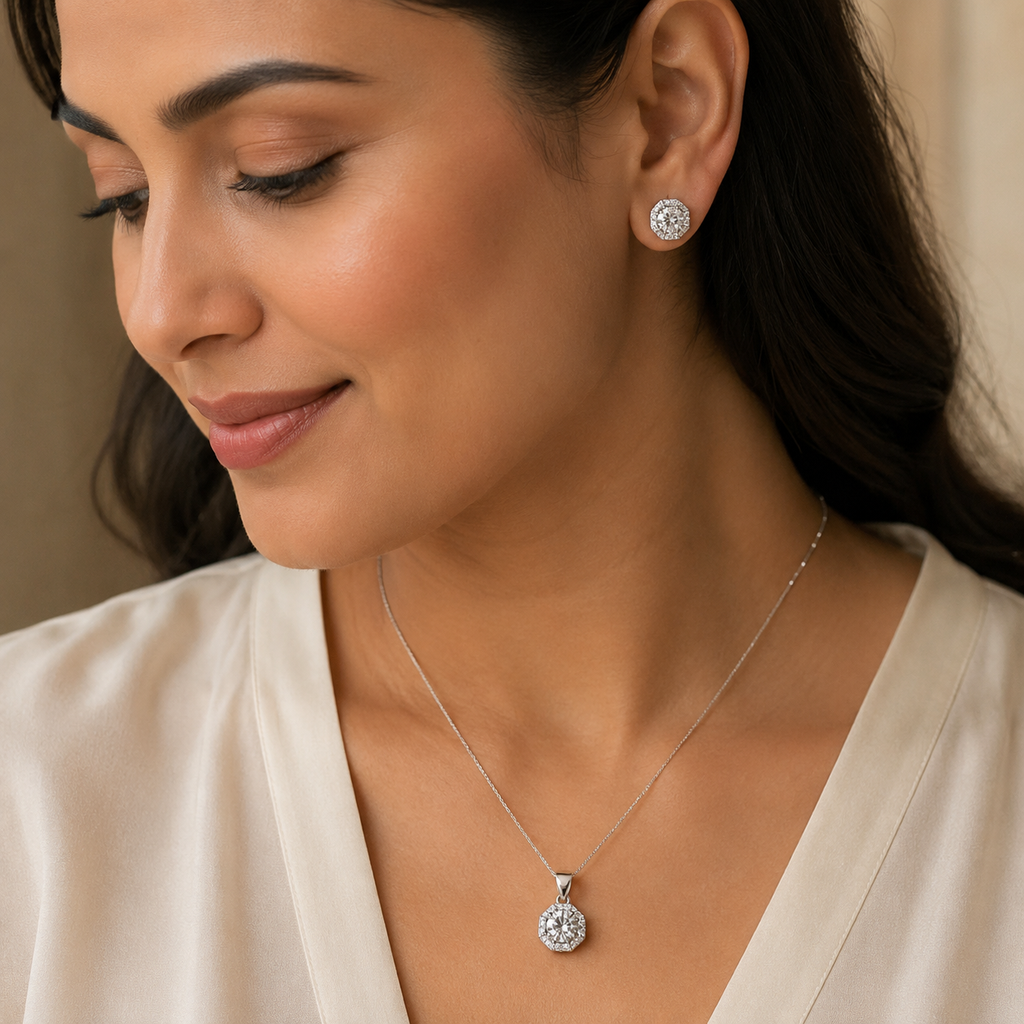Octa Radiance Pendant & Earring Set