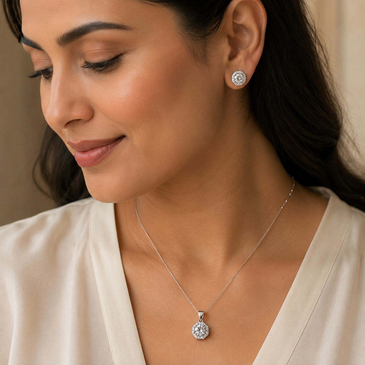 Octa Radiance Pendant & Earring Set