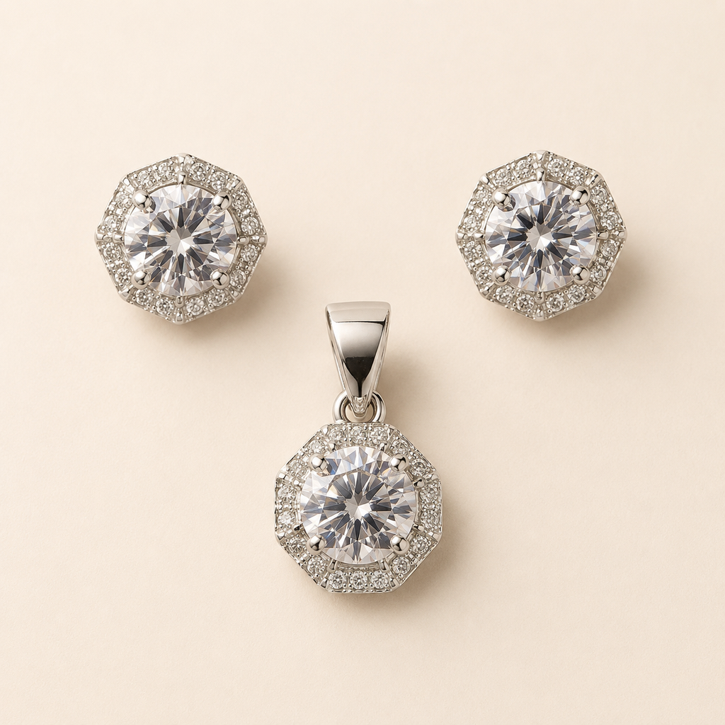 Octa Radiance Pendant & Earring Set