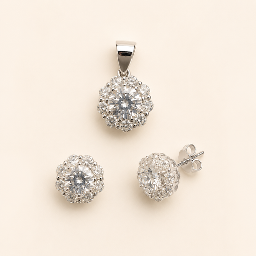 Radiant Bloom Pendant & Earring Set