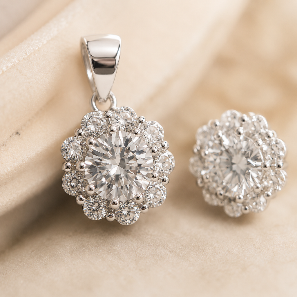 Radiant Bloom Pendant & Earring Set