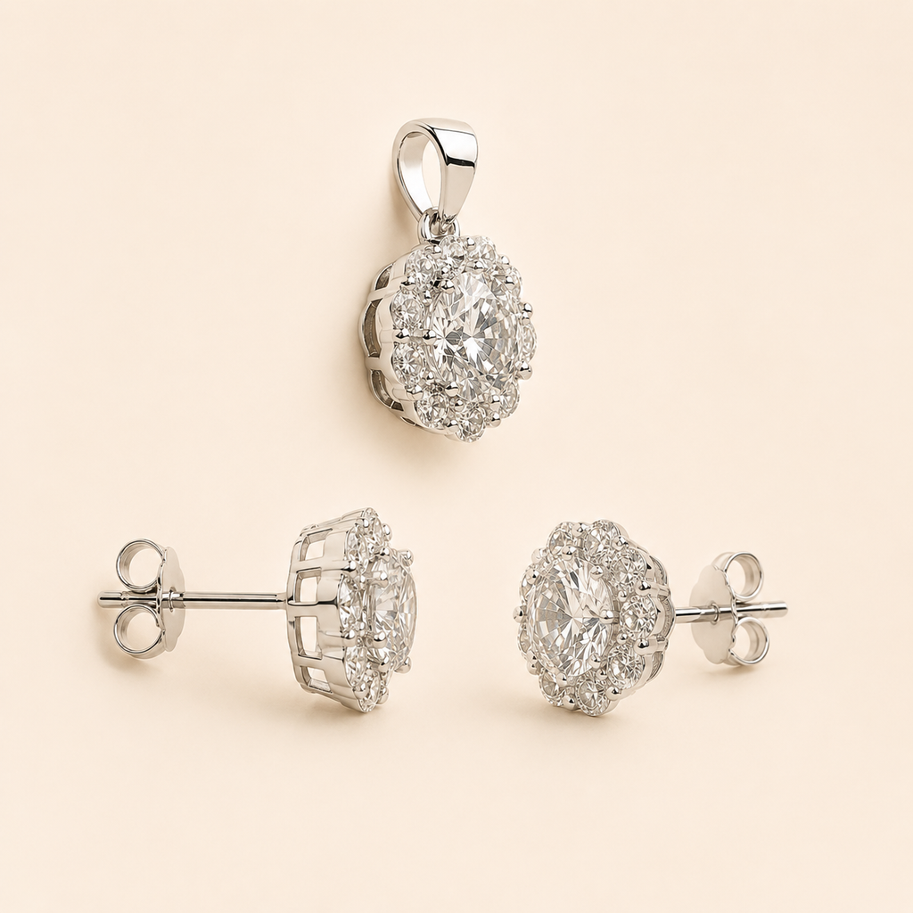 Radiant Bloom Pendant & Earring Set