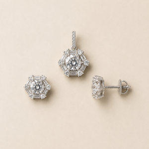 Astra Halo Pendant & Earring Set