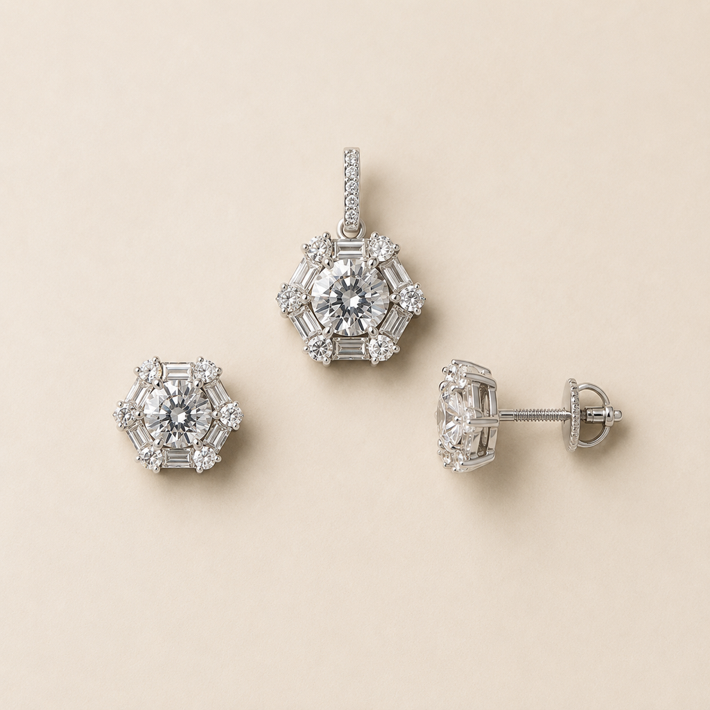 mahArha Astra Halo Pendant & Earring Set