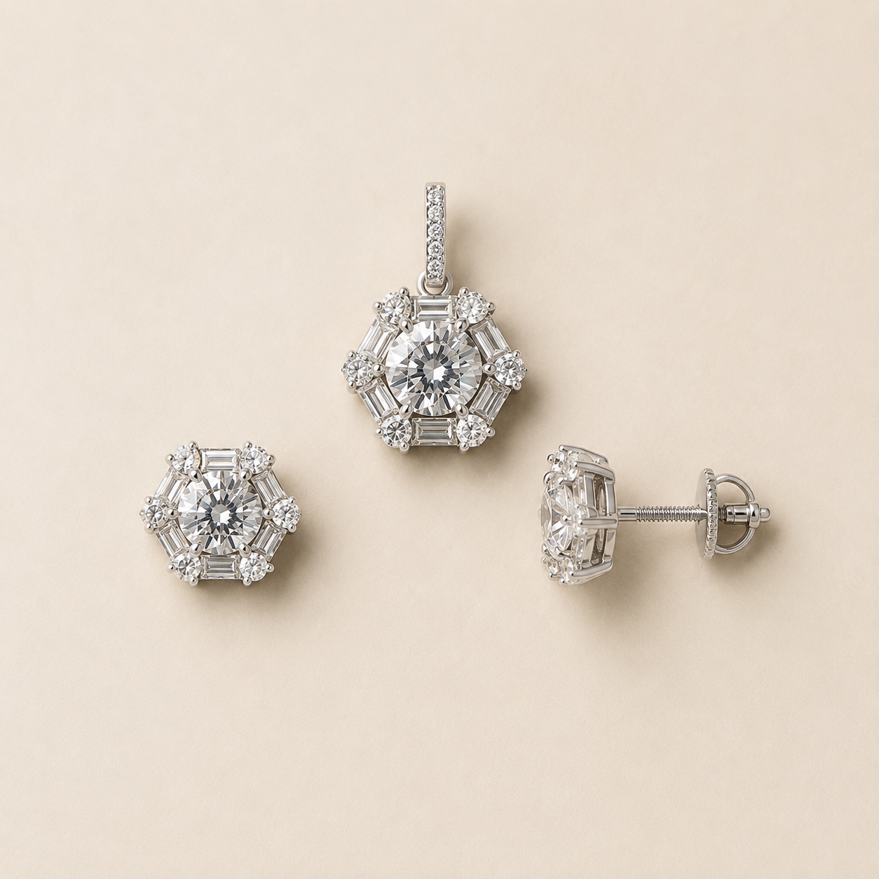 mahArha Astra Halo Pendant & Earring Set