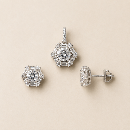 mahArha Astra Halo Pendant & Earring Set