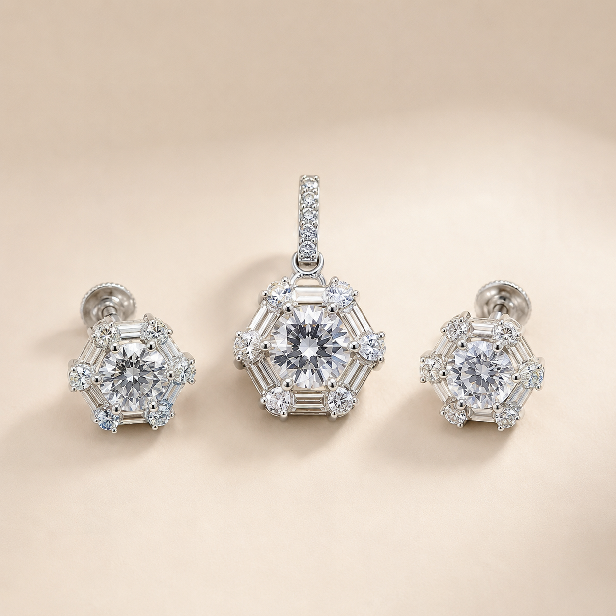 Astra Halo Pendant & Earring Set